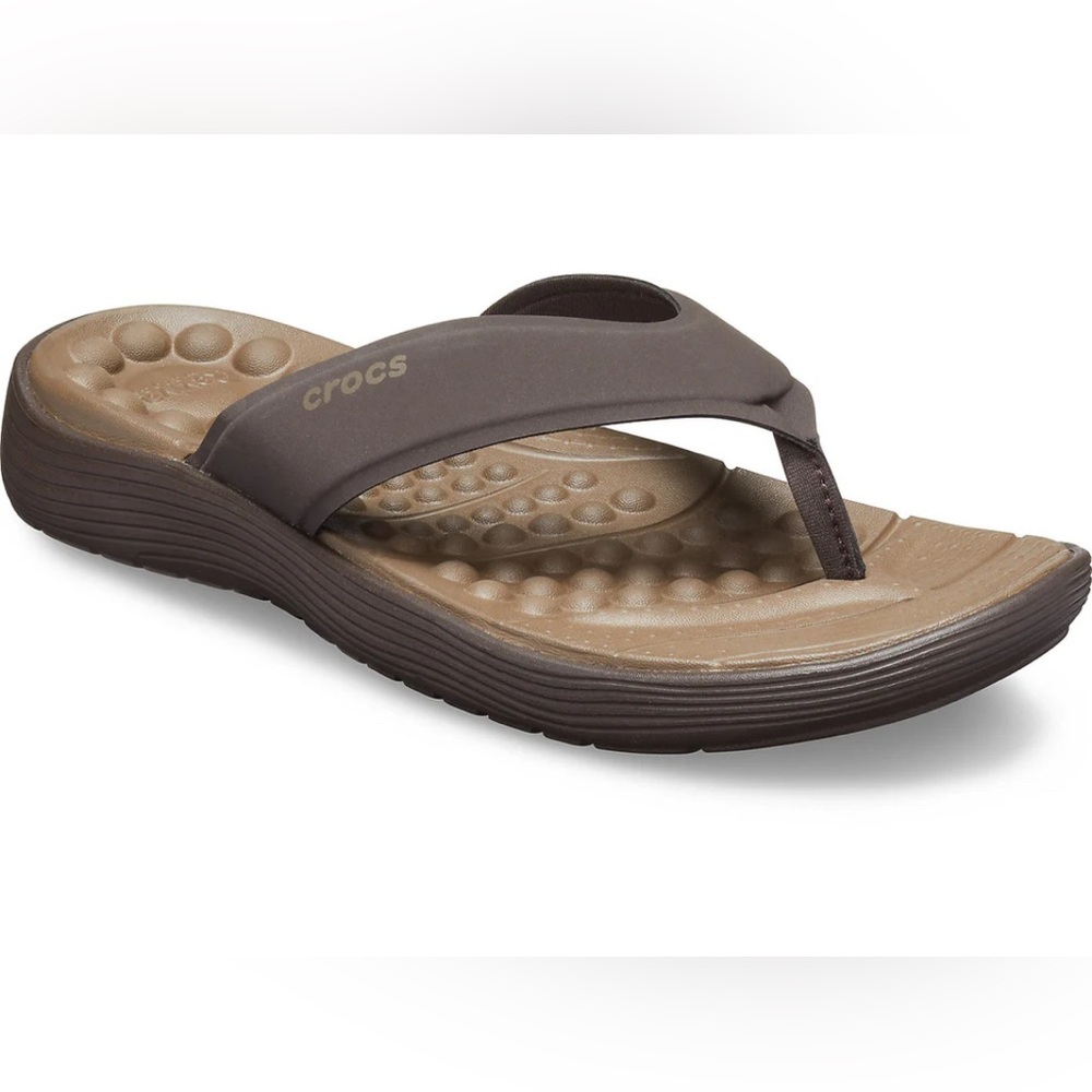 EUC CROCS Tan and Brown Sandals size 12